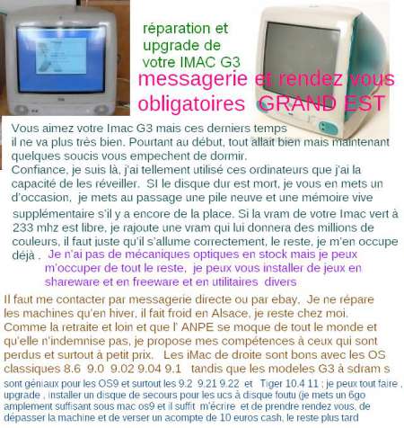 Photo ads/1205000/1205632/a1205632.jpg : reinstallation de systeme MacOS  sur   Imac G3