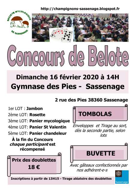 Photo ads/1255000/1255007/a1255007.jpg : Concours de belote 16 février 2020 14H à Sassenage