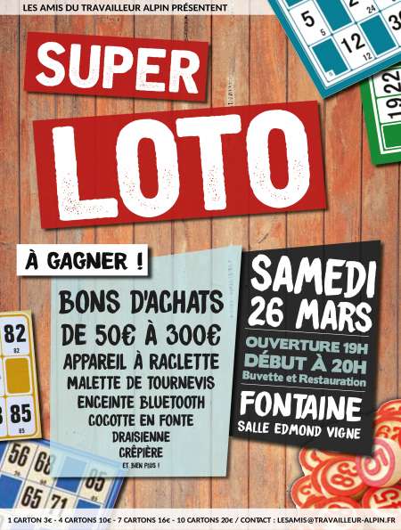 Photo ads/1935000/1935114/a1935114.jpg : Super LOTO 26 mars FONTAINE