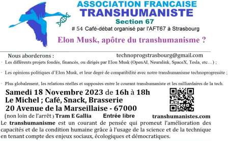 Photo ads/2217000/2217721/a2217721.jpg : Conférence : Elon Musk apôtre du Transhumanisme ?
