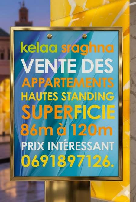 Photo ads/2636000/2636272/a2636272.jpg : Appartement a vendre sur kelaa sraghna